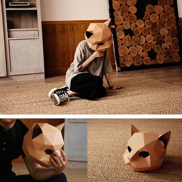 

cat mask diy creative handwork hallowen mask paper matrix cosplay 3d animal head party decoration p prop