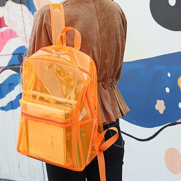 

ocardian backpack fashion women's outdoor personality bag girl transparent jelly with zipper large satchels shoulder backpack j3