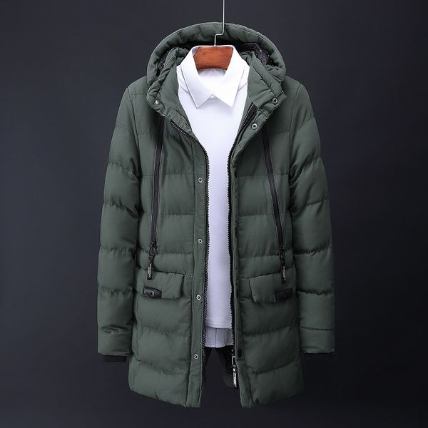 

mens parkas autumn winter men's fashion long wadded-jacket coat men casual hooded thickened washed warm outerwear male clothes, Black
