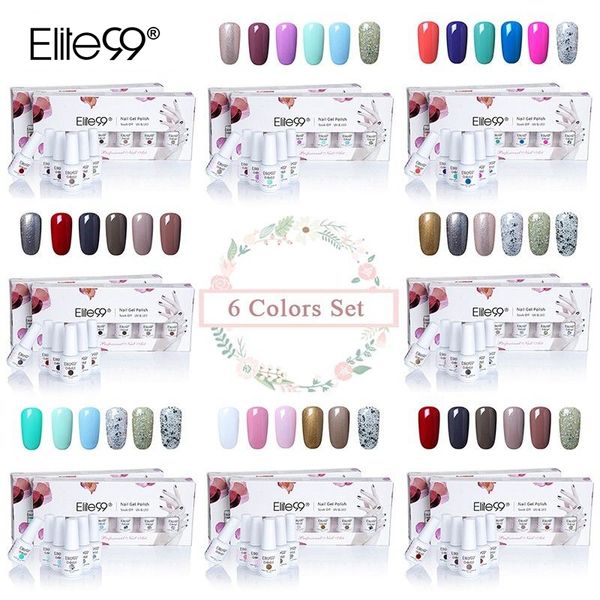 

elite99 8ml soak off uv led gel polish 6 pieces/lot nail gel varnish lacquer with gift box gorgeous color nail art manicure, Red;pink