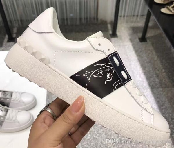 

men women fashion luxury designer shoes white leather open sneaker with blue band ny0s0830 blu g62 trainers sneakers shoes with box, Black