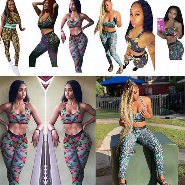 

2020 brand women's swimwear quick dry sports bra and swim leggings pants two piece swimsuit trend printing beachwear tracksuit s-xl d61, White
