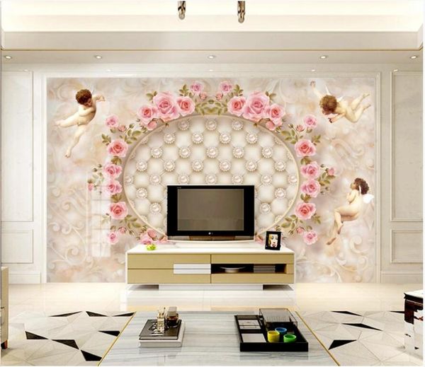 

custom p 3d wallpaper eros angel jewelry flowers tv background home decor living room 3d wall murals wallpaper for walls 3 d
