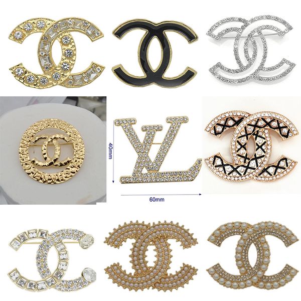 

Fa hion cry tal brooche letter brand luxury brooche pin quality brooch women jewelry gift ale, Slivery;golden
