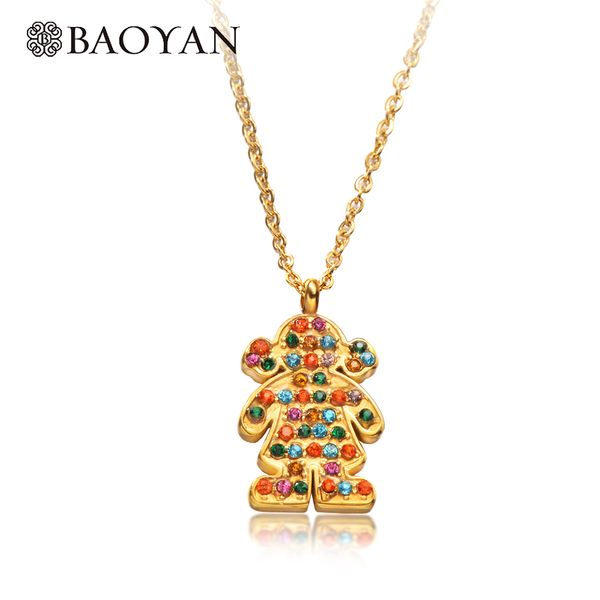 

baoyan crystal necklace women stainless steel jewelry woman fashion necklaces 2019 friends pendants women accessories, Silver