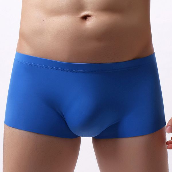

underwear men boxer shorts ice silk seamless boxers man solid slim middle waist pouch underpants cueca masculina s-xl, Black;white