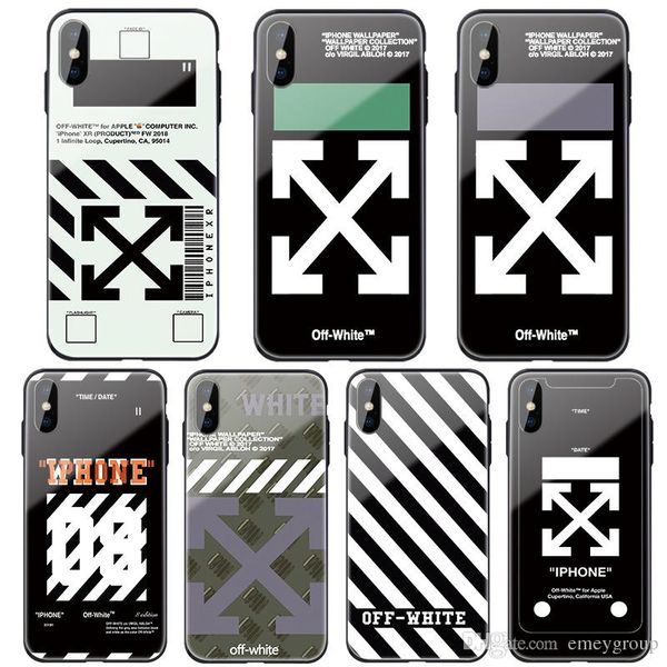 

fashion 3d letter stripes glass+soft silicon cover case for iphone 6 6s s plus 7 7plus 8 8plus x xr xs max arrow phone couqe capa