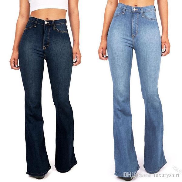 

new fashion women pure color denim jeans casual high waist skinny girls slim blue womens elegant trousers