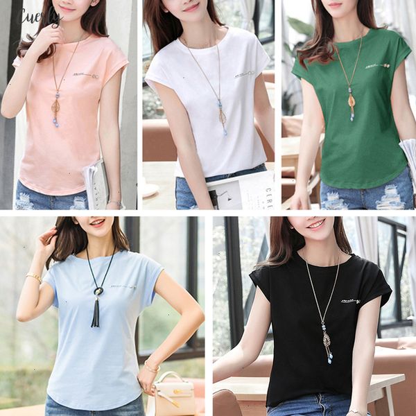 

t shirt women 2020 short summer t shirt casual tshirt woman cotton tee ladies solid short sleeve pink camisetas feminina letter, White