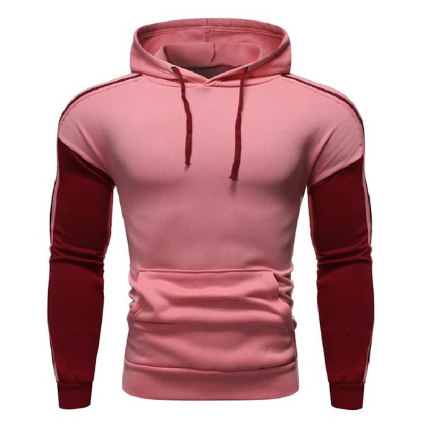 

men's autumn fashion contrast color hoodies coat long sleeve slim fit casual sports plus size, Black