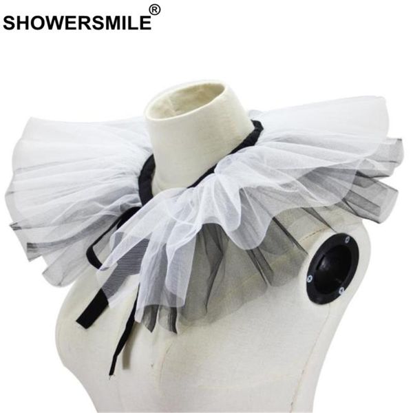 

showersmile fake collar for women detachable ruffle collar black white spring brand fashion ladies faux, Blue;purple