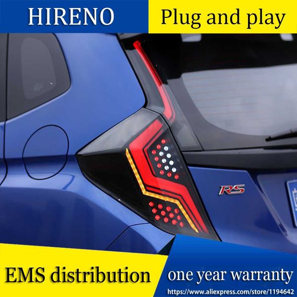 

car styling tail lights for jazz fit 2014-2018 led tail lights rear fog lamp rear lamp drl+brake+park+signal