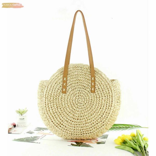 

2020 new straw bag womens fashion shoulder bag center round rattan straw hand woven bohemian large size beach bag