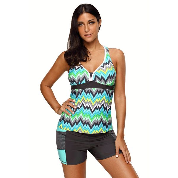 

ins amazon нового цвет-blocking жилета с chest pad высокой талией двухсекционного tankinis купальник продажей, Black;white