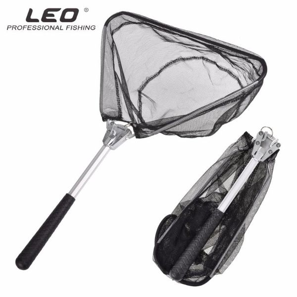

leo aluminum alloy 50cm folding landing net for fishing retractable fishing net telescoping foldable landing pole