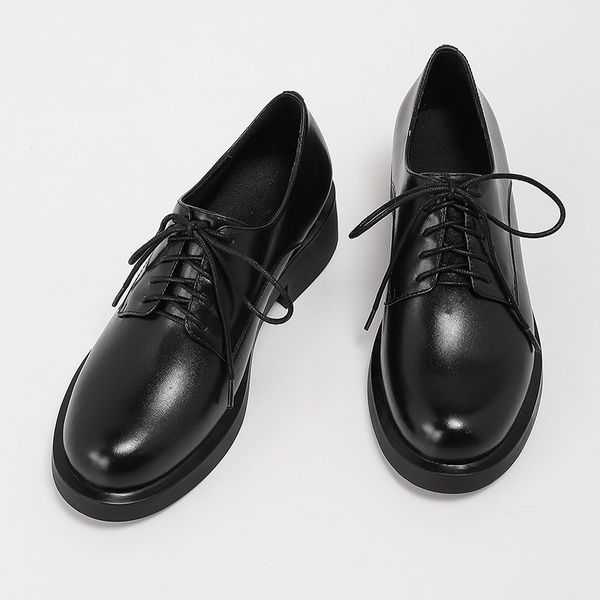 

zapatos mujer new spring flat shoes women oxford shoes genuine leather british style vintage women casual chaussures femme, Black