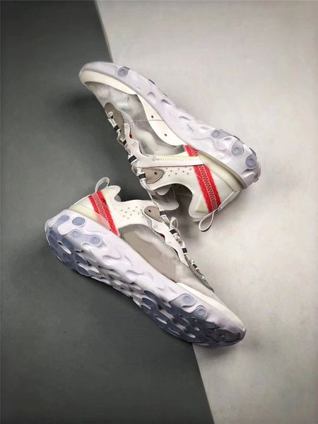 

2019 release undercover react element 87 white red man woman running shoes 3m reflective authentic sneakers aq1090-400 with original box