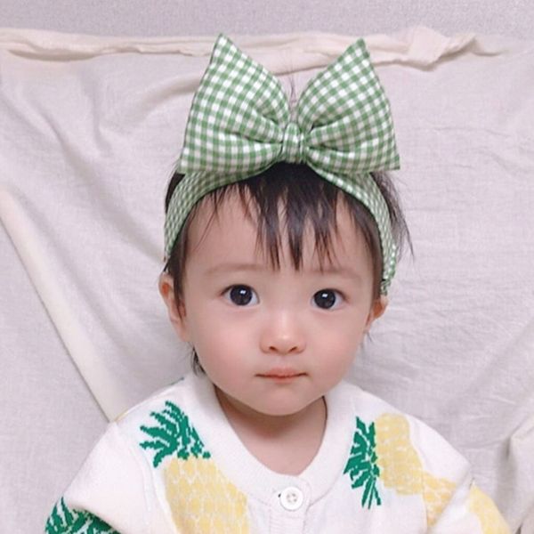 

children's butterfly band boys' cute big bow hair accessories classic plaid baby hair band headwear, Slivery;white