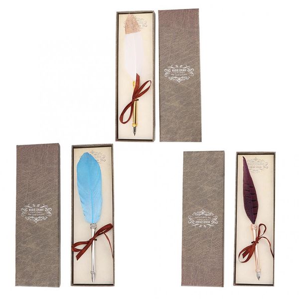 

vintage feather dip pen writing calligraphy quill pen in gift box