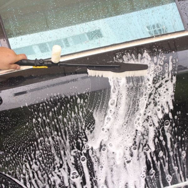 

retractable long handle car wash brush water foam flow car cleaning brushes care washer body tire clean tool maintenance