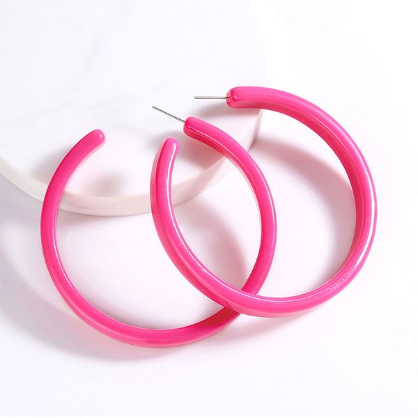 

hoop & huggie resin big earring korean simple candy color earrings for women cute romantic fashion acrylic eardrop party jewelry, Golden;silver