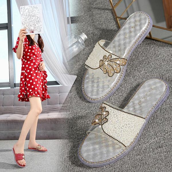 

2020 gold sequins slippers for women summer hawaiian beach bling pvc casual shoes female outdoor party bohemia style slipper, Black