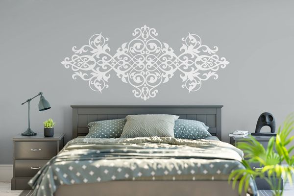 Vintage Headboard Wall Decal Baroque Style Design Mandala Flower Vinyl Wall Stickers Master Bedroom Home Decor Wallpaper Large Childrens Wall Stickers