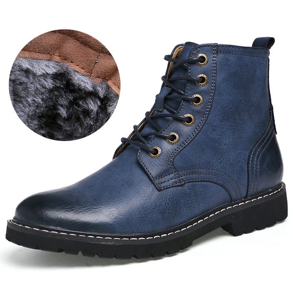 

genuine leather winter shoes fashion men winter boots pointed toe mid-calf boots for men male genuine leather, Black