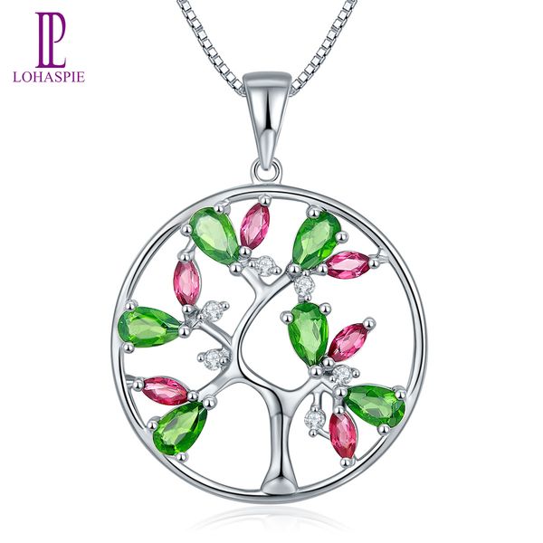 

garnet 925 sliver pendant for women natural gemstone chrome diopside sterling silver chain fine elegant classicial fashione jewelry