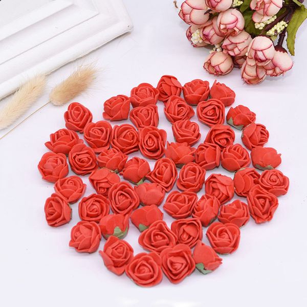 

100pcs 2cm mini artificial pe foam rose flower heads for wedding home decoration handmade fake flowers ball craft party supplies