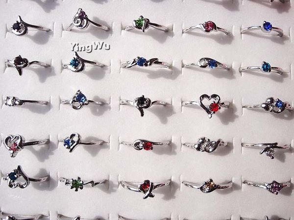 

wholesale women jewelry 30pcs jewellery bulk mixed silver color party shining crystal rhinestone rings, Slivery;golden