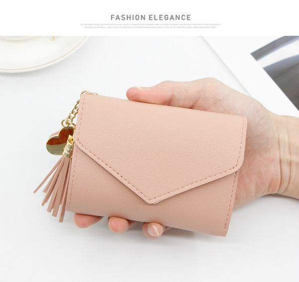 

women wallet short style small three fold hand wallet multi function many card bag direct wholesale drop shipping girls purse sale, Red;black