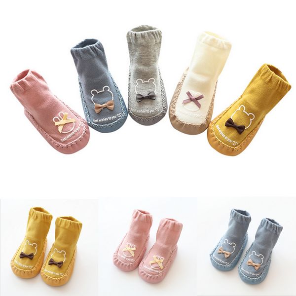 

non-slip cartoon printed baby shoes socks toddler kids home indoor floor socks warm anti-slip slipper boot sock 0-14m, Pink;yellow