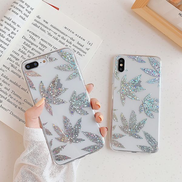 

rose gold plating art leaf cases for iphone xr x xs max 8 7 plus shining leaves plant tree phone case clear back cover
