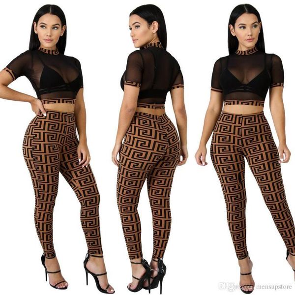 

2pcs tracksuits summer crop long pants ver new clothing sets sports women luxury designer, Gray