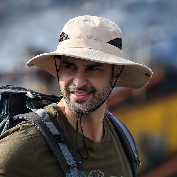 

wide brim hats men's hat sunscreen uv breathable wear-resistant fisherman fishing shade mountaineering big, Blue;gray