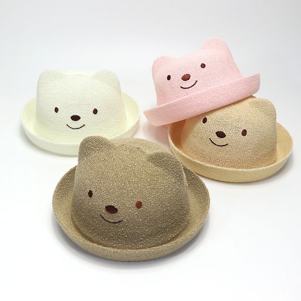 

children's hat bucket hat bear zao xing mao baby straw korean-style men and women children summer e sun blocking cap, Yellow