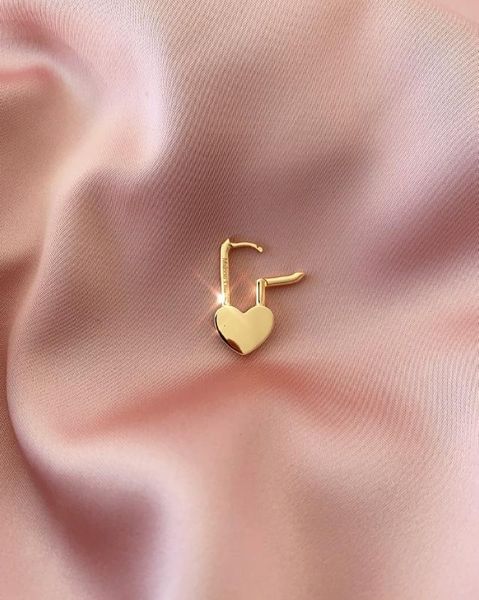 

heart shaped lock earring safety pin design unique women girl jewelry new, Golden;silver