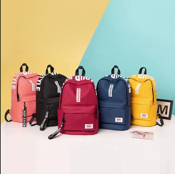 

dhl50pcs gril boy student nylon solid letter printing large capacity school bag mix color size 30*17*41cm