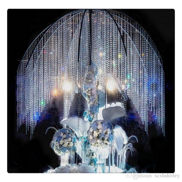 

33 feet crystal clear acrylic beads chain acrylic crystal garland hanging diamond chandelier wedding supplies party table decor