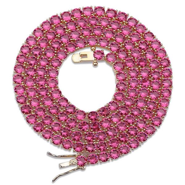 

personality man red blue zircon necklace hip hop trendsetter 4mm pendant, Silver