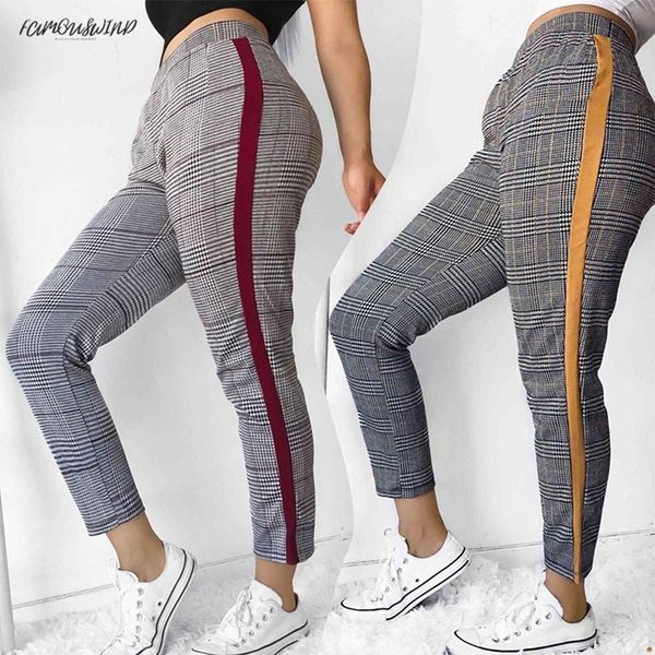 

arrivals new vintage casual plaid harem pants high women elastic waist fashion trousers autumn ankle-length pants female bigsweety, Black;white