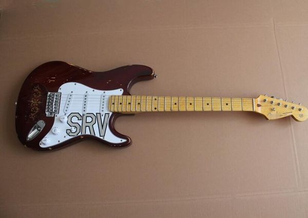 

stsrv подпись ручной работы ручной огорчен электрогитара глубокое вино красное тело клен накладка бесплатная доставка