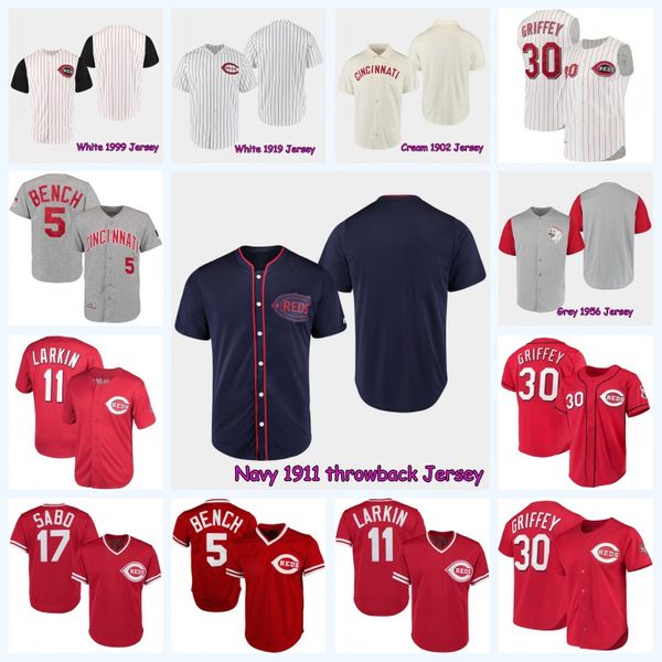 

5 Johnny Bench 1978 Cincinnati 39 Devin Mesoraco 1990 Reds 11 Barry Larkin 17 Chris Sabo 30 Ken Griffey Jr. Vintage Baseball Jersey