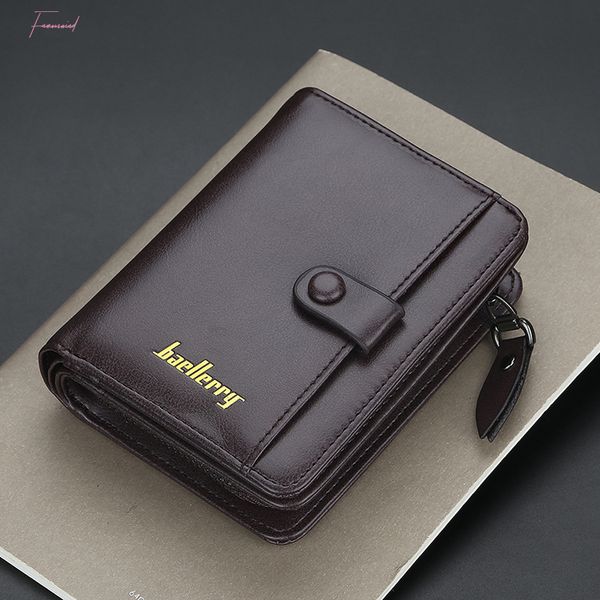 

wallet clutch purse classic style genuine leather men wallets short male purse card holder wallet men fashion high quality, Red;black