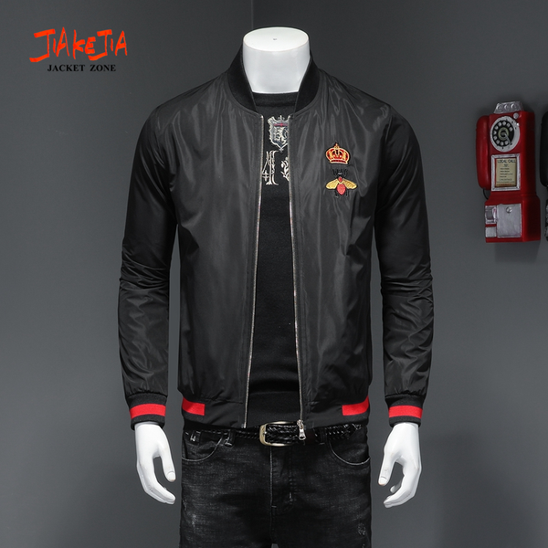 

2020 new spring/ autumn badge embroidery men jacket zipper man jacket man coat big size, Black;brown