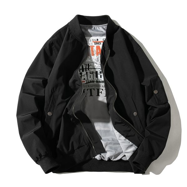 

pilot jacket men women bomber jacket solid casual baseball army flight coat fashion streetwear spring autumn, Black;brown