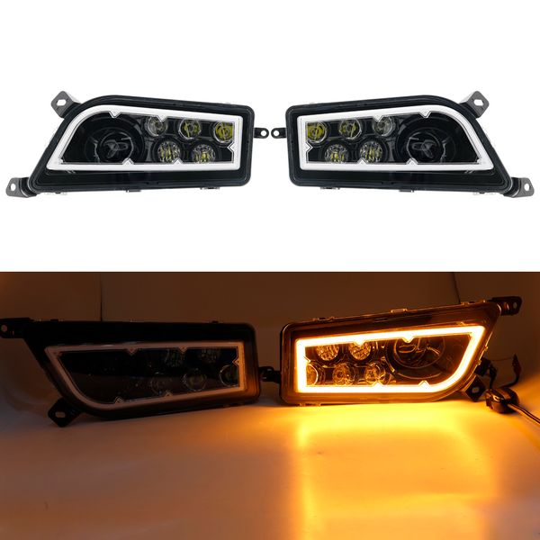 

pair black auto accessories atv led headlight white beam amber halo kit headlamp for polaris razor push 1000 rzr 900 turbo