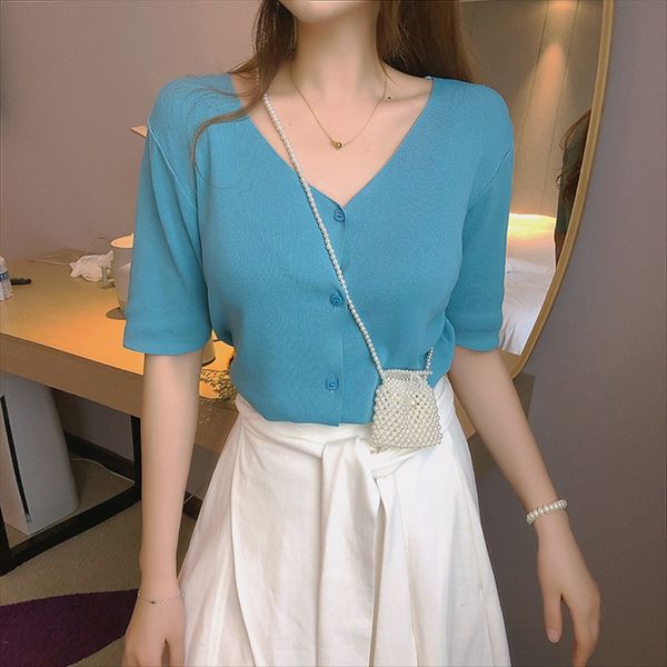 

artistic ice silk women's t-shirt solid color loose all-match western style t-shirt women's thin style, White