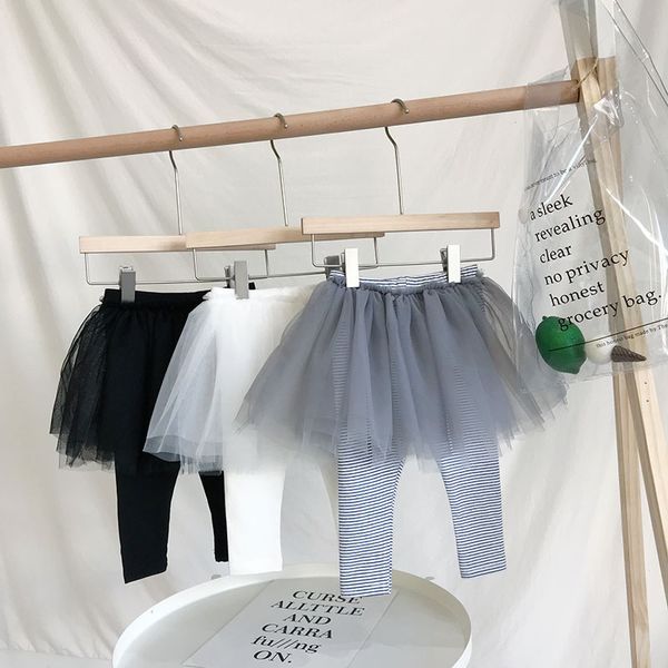 

2019 autumn childrenswear girls gauze culottes fake two-piece versatile baby underpants trousers childrenswear, Blue